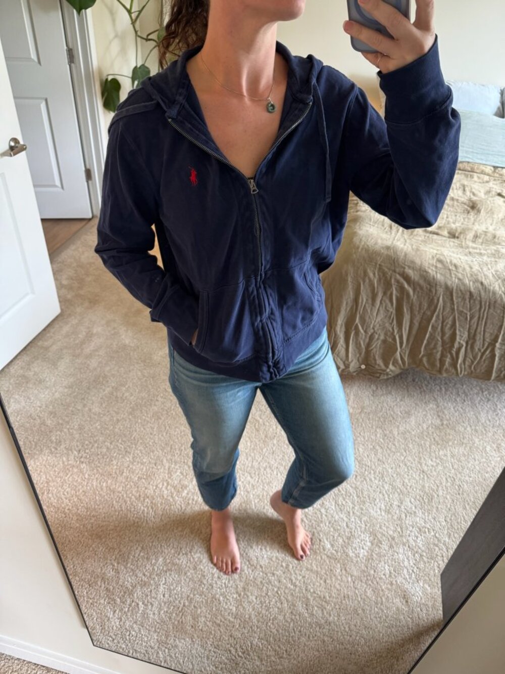 Polo Ralph Lauren Navy Full Zip Hoodie Size Large